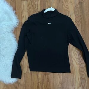 Nike black turtle neck top with white swoosh
